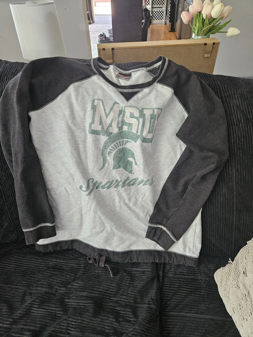 Knights Apparel Gray & Charcoal MSU Spartans Crewneck Sweatshirt